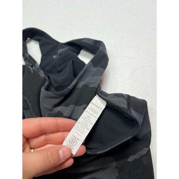 Athleta Conscious Crop Top Bra Black Gray Camo Size Small - Picture 3 of 6